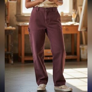 UO BDG Washed Double Knee Work Pant Medium burgundy